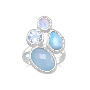 Chalcedony, Larimar, Topaz and Moonstone Cluster Ring – Rebel Mama Clothing
