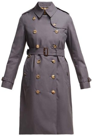 Kensington Long Cotton Gabardine Trench Coat - Womens - Grey