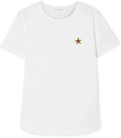 Appliquéd Cotton-jersey T-shirt - White