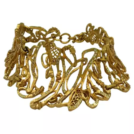 CHRISTIAN LACROIX Vintage Opulent Jewelled Gold Tone Chocker Necklace For Sale at 1stDibs | françoise rosenthiel