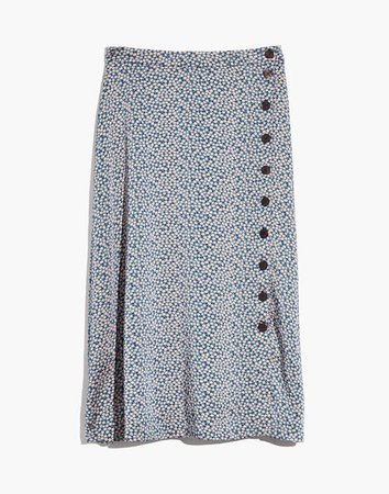 Side-Button Midi Skirt in Bitsy Floral blue