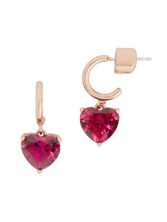 Shop kate spade new york Goldtone & Cubic Zirconia Heart Huggie Earrings | Saks Fifth Avenue