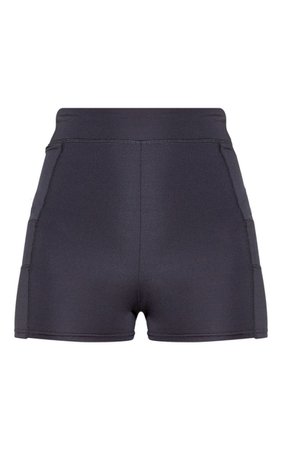 Black Panelled Gym Booty Short | Active | PrettyLittleThing