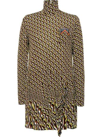 printed jersey dress with ruching