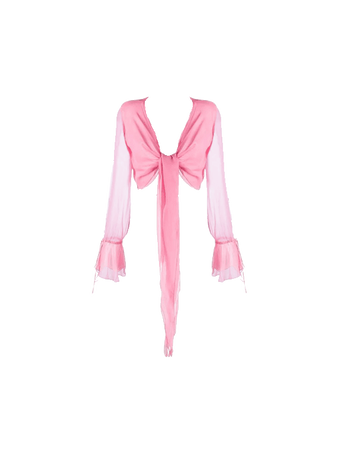 Blumarine Front Tie Draped Crop Top Pink (Dei5 sheer edit)