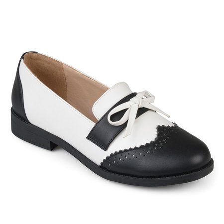 Journee Collection "Gloria" Faux Leather Wingtip Bow Accented Oxford Loafers - ShopHQ