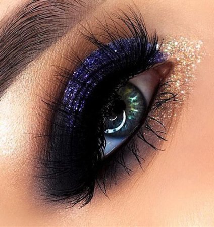 Dark Purple Glitter Eye Makeup