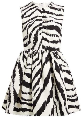 Zebra Print Cloque Mini Dress - Womens - Black