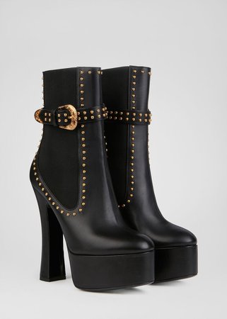 Versace Studded Leather Ankle Boots for Women | Official Website