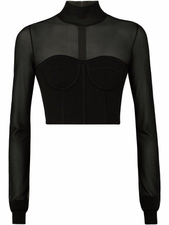 Shop Dolce & Gabbana sheer-panel knitted top with Express Delivery - FARFETCH