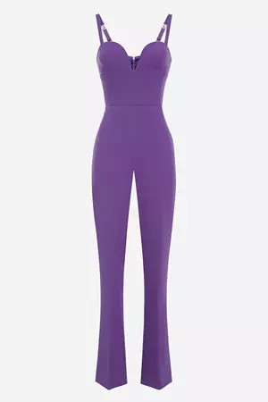 Slim fit jumpsuit with sweetheart neckline Elisabetta Franchi | Buy online