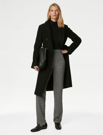 Jersey Checked Straight Leg Trousers | M&S Collection | M&S