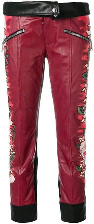 printed leather trousers