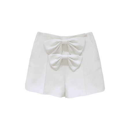 white bow shorts