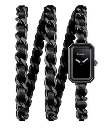 black and pewter chain bracelet watch