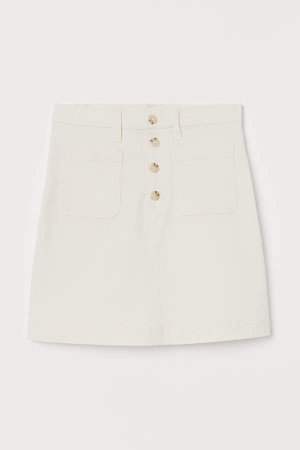 Cotton Twill Skirt - White
