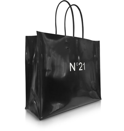 N°21 Black Patent Eco-Leather Large Tote Bag at FORZIERI