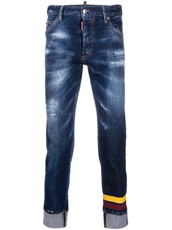 Dsquared2 stripe-detail skinny jeans blue S74LB0843S30342 - Farfetch