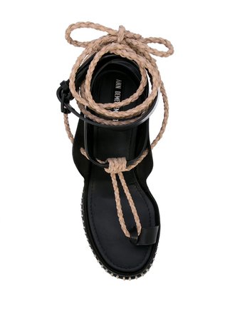 Ann Demeulemeester Rope Detail Heeled Sandals 19012836P378098 Black | Farfetch