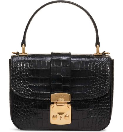 Miu Miu Croc Embossed Leather Top Handle Bag | Nordstrom
