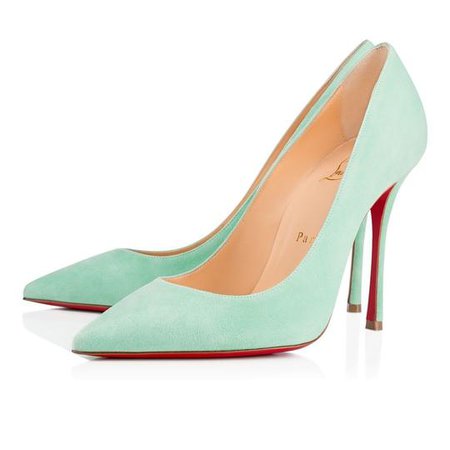 Christian Louboutin Blue Classic Decoltish 100mm Opal Mint Suede Leather Point-toe Heels Pumps Size EU 39 (Approx. US 9) Regular (M, B) - Tradesy