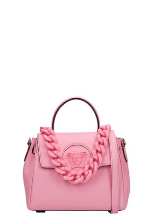 Versace Hand Bag In Rose-pink Leather