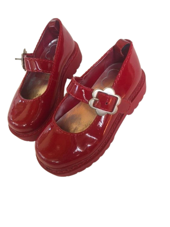 Red Flower Buckle Mary Jane Shoes