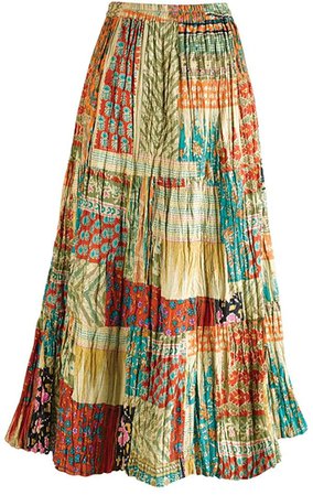 CATALOG CLASSICS Women's Patchwork Skirt - Cotton Boho Peasant Maxi Skirt Bottom - 3X at Amazon Women’s Clothing store