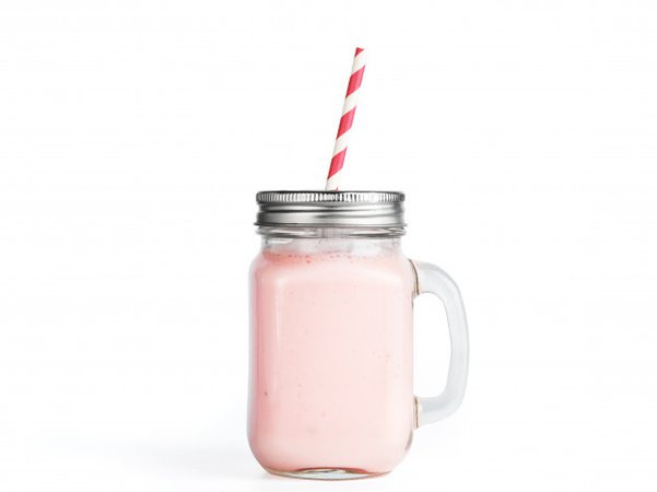 Premium Photo | Strawberry smoothie in mason jar glass isolated