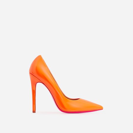 Bronte Court Heel In Neon Orange Patent | EGO