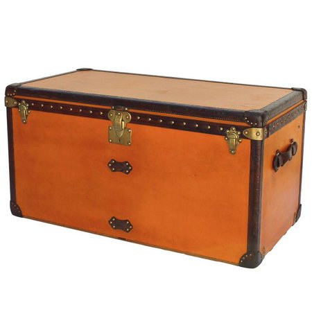 Striking Orange Louis Vuitton Courier Trunk Circa 1930's For Sale at 1stdibs
