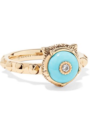 Gucci | Le Marché des Merveilles 18-karat gold, turquoise and diamond ring | NET-A-PORTER.COM