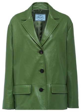 prada green leather jacket