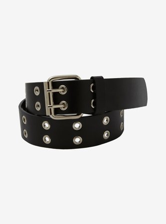 *clipped by @luci-her* Black Faux Leather Grommet Belt