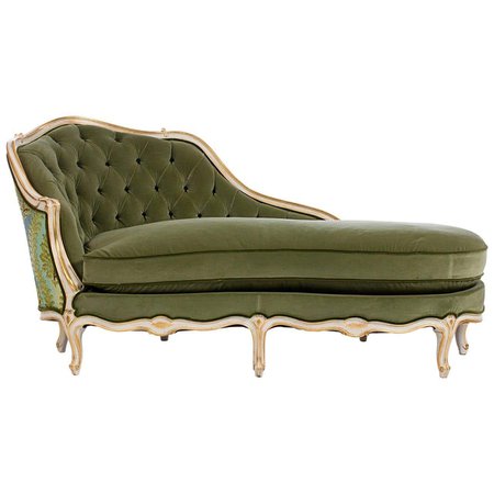 Green Chaise Lounge Louis XV For Sale at 1stDibs