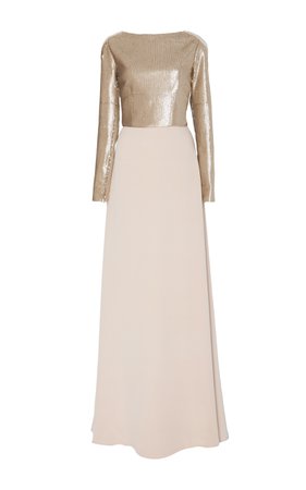 Chanel- Long Sleeve Sequin Embroidered Crepe Gown