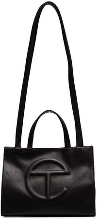 black Medium logo shopping bag