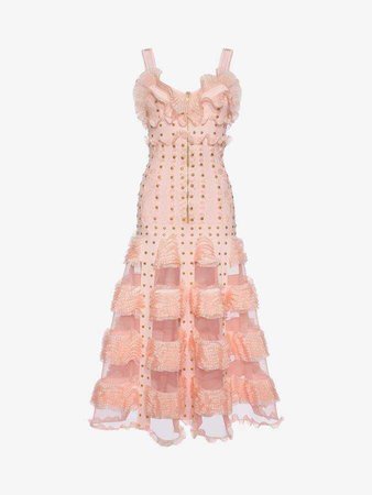 Alexander McQueen Cage Ruffle Knitted Long Dress
