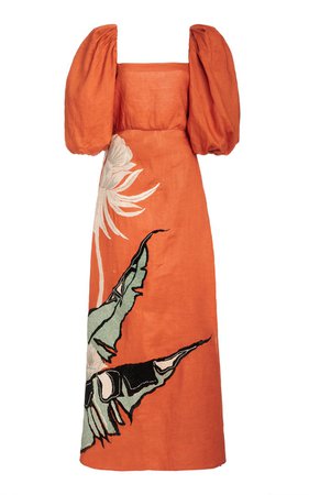 Horn Of African Embroidered Linen Dress by Johanna Ortiz | Moda Operandi