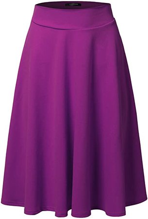 SSOULM Women's High Waist Flare A-Line Midi Skirt