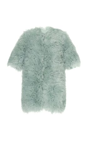 Short Sleeve Mint Silk Fur Jacket by SOONIL | Moda Operandi