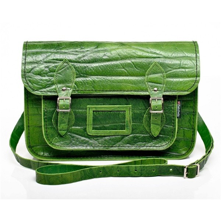 leather green messenger bag
