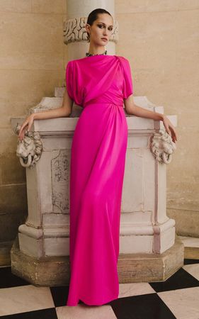 Asymmetrical Draped Silk Gown By Monique Lhuillier | Moda Operandi