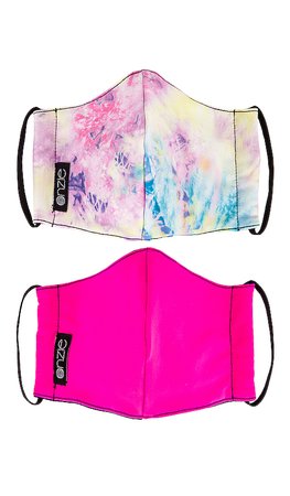 onzie 2 Pack Protective Face Masks in Neon Tie Dye & Neon Pink | REVOLVE