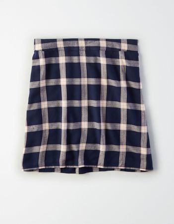 AE Straight Plaid Skirt, Navy | American Eagle Outfitters