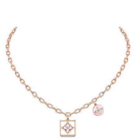 Louis Vuitton B BLOSSOM NECKLACE, PINK GOLD, WHITE GOLD, PINK OPAL, WHITE MOTHER-OF-PEARL AND DIAMONDS