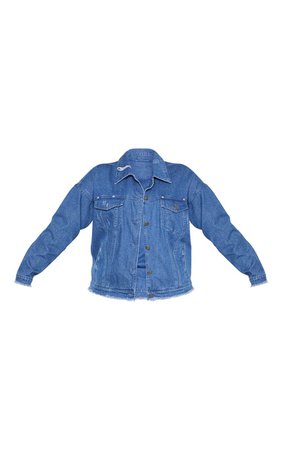 Plus Mid Wash Distressed Oversized Denim Jacket | PrettyLittleThing