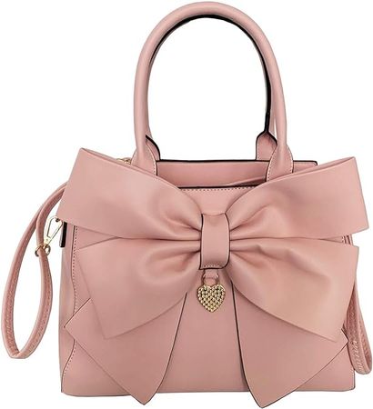 Women Handbag 2 Pcs Set Big Bow-Knot PU Leather Top Handle Bag Designer Tote Bag Clutch Wallet Set for Ladies, Pink: Amazon.co.uk: Fashion