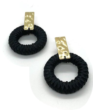 drop circular black earrings