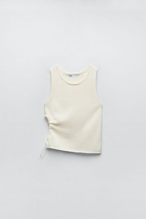 CUT OUT KNIT TOP - Oyster White | ZARA United States